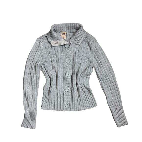 Y2K Ribbed Gray Button-Up Cardigan – Faded Glory – Women’s Medium - Picture 2 of 5